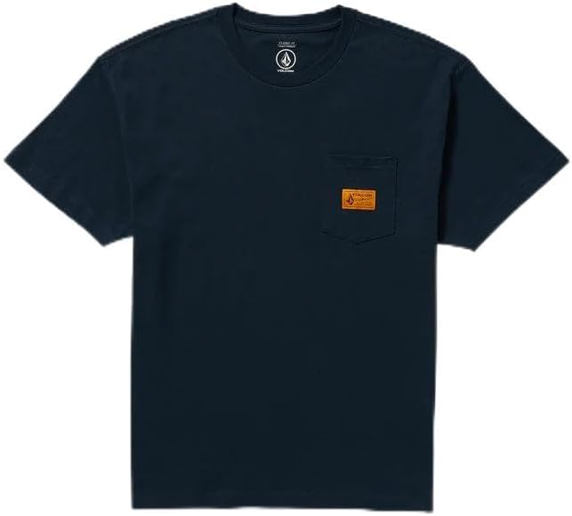 Volcom Men's Short Sleeve Workwear Pocket T-Shirt – Heavyweight Cotton Durable Tee - Navy