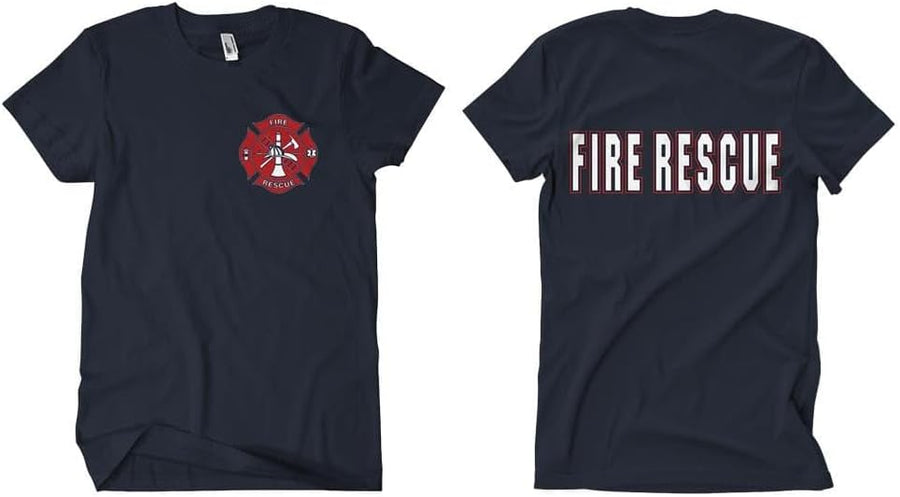 Fox Outdoor Products Fire Rescue Red/White Imprint Two-Sided Imprinted T-Shirt - Navy