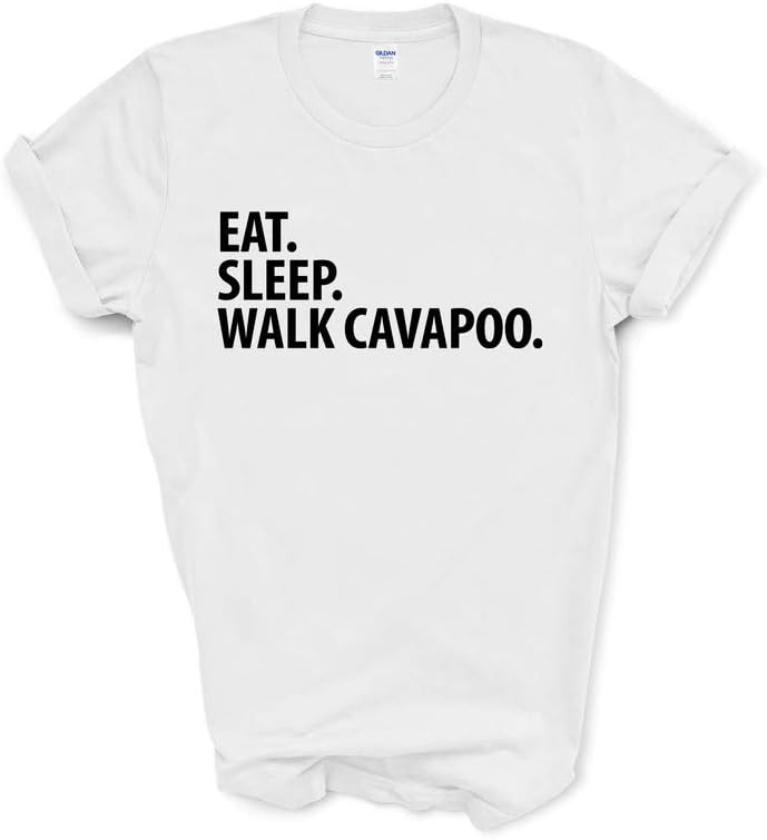 Fellow Friends - Cavapoo T-Shirt, Eat Sleep Walk Cavapoo Shirt Mens Womens Gifts - White