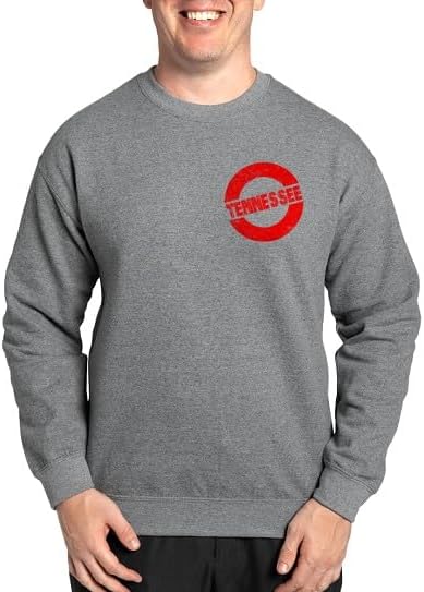 CafePress Rubber Ink Stamp Tennessee Classic Crew Neck Light Sweatshirt - Graphite Gray