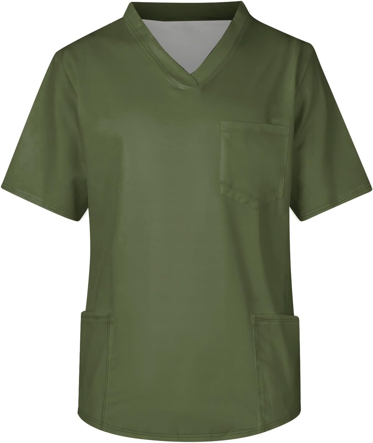 Scrub Tops Men V Neck Short Sleeve Printed Scrubs for Men - 23-army Green