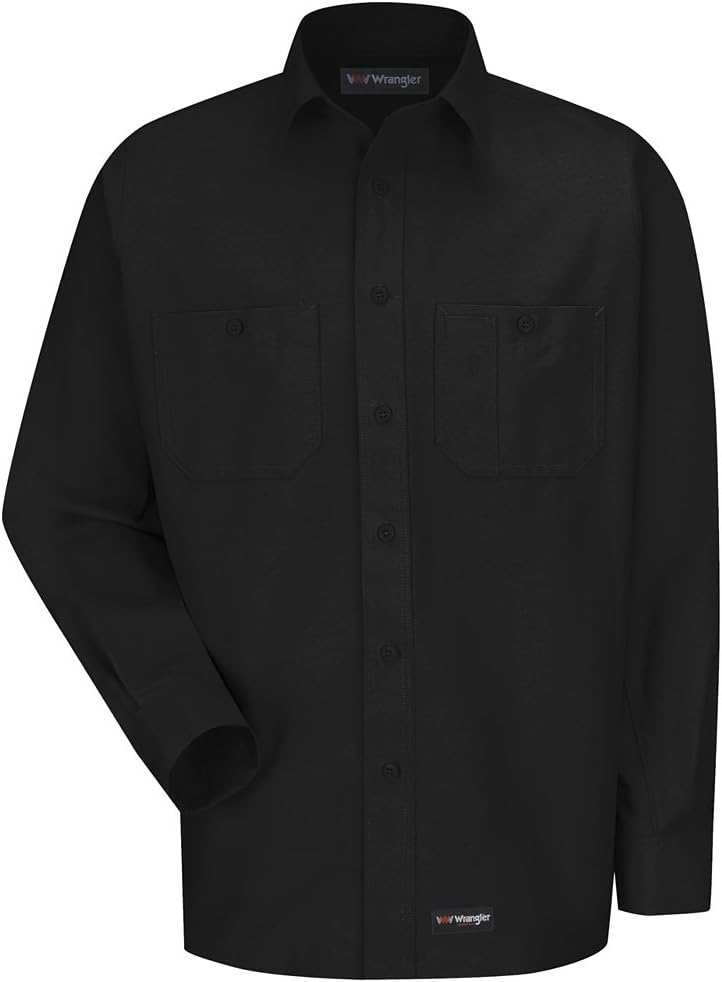 Wrangler Workwear mens Long Sleeve Work Shirt - Black