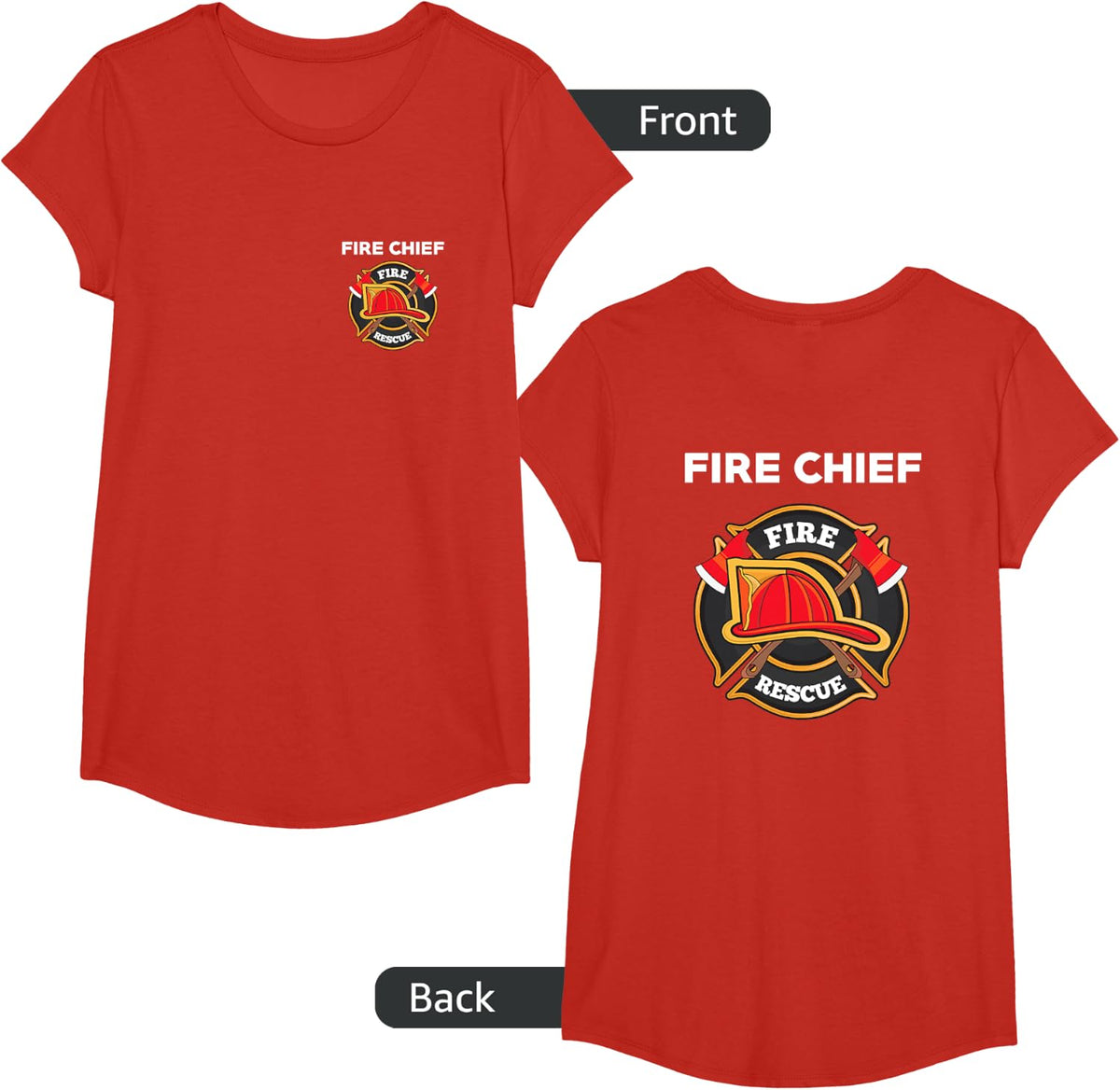 Fire Rescue Chief Department T-Shirt for Firemen EMT EMS T-Shirt - Girls Red