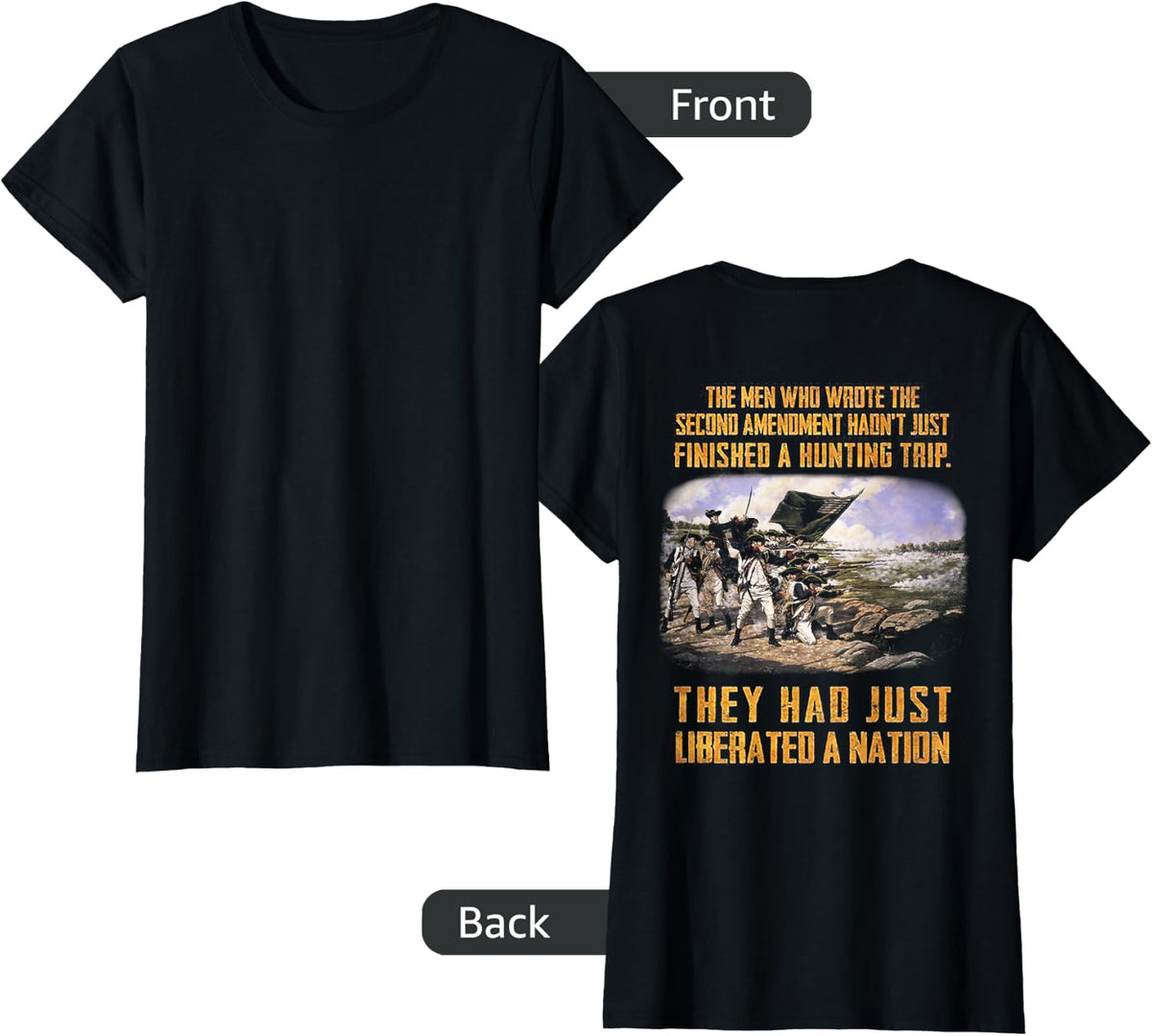 The Men Who Wrote the Second Amendment (on back) T-Shirt - Black