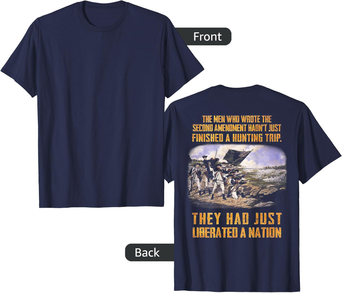 The Men Who Wrote the Second Amendment (on back) T-Shirt - Navy Blue