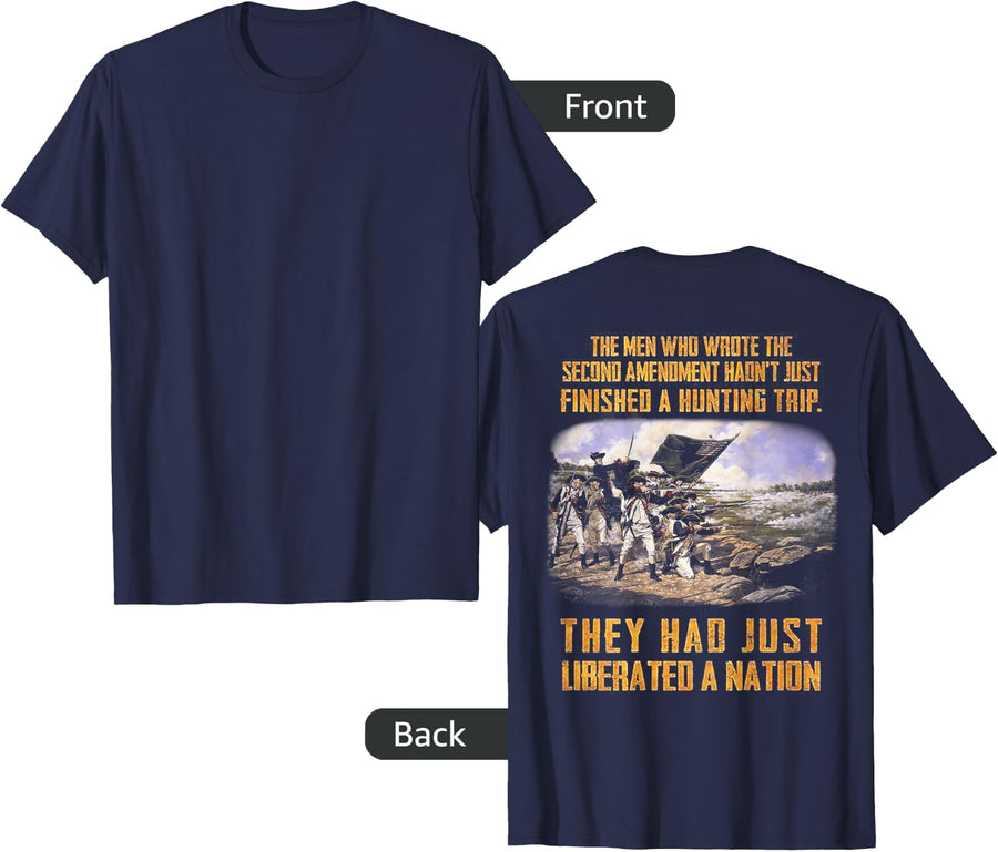 The Men Who Wrote the Second Amendment (on back) T-Shirt - Navy Blue