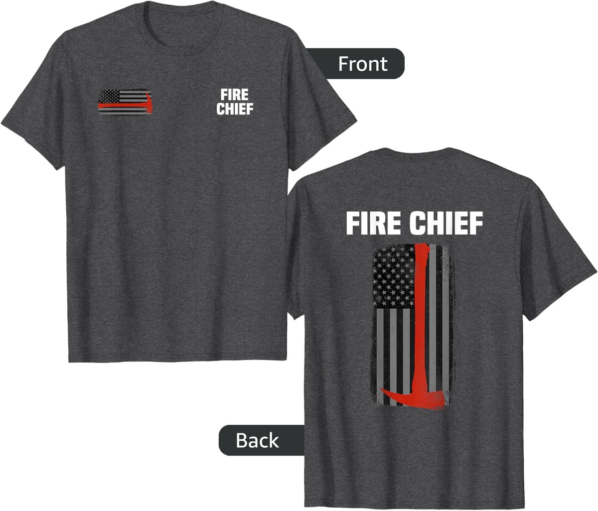 Fire Rescue Chief Department T-Shirt Firefighters Firemen - Dark Heather Grey