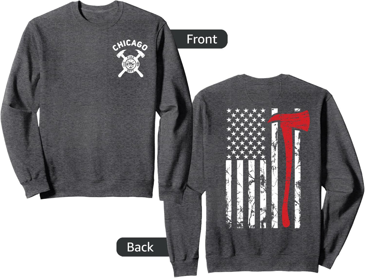 Illinois Fire Department Chicago Firefighter Sweatshirt - Adult Unisex Dark Heather Grey