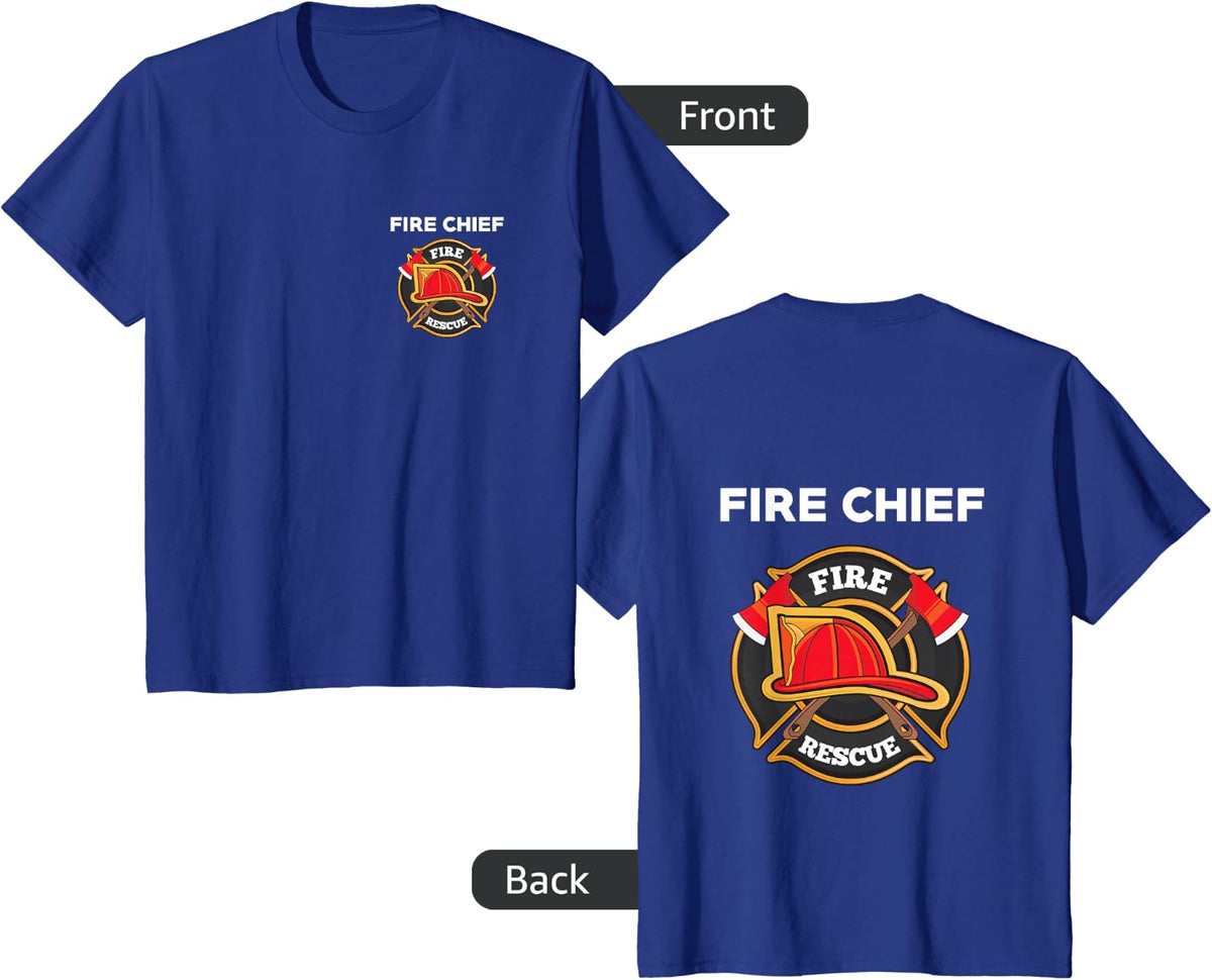 Fire Rescue Chief Department T-Shirt for Firemen EMT EMS T-Shirt - Royal Blue