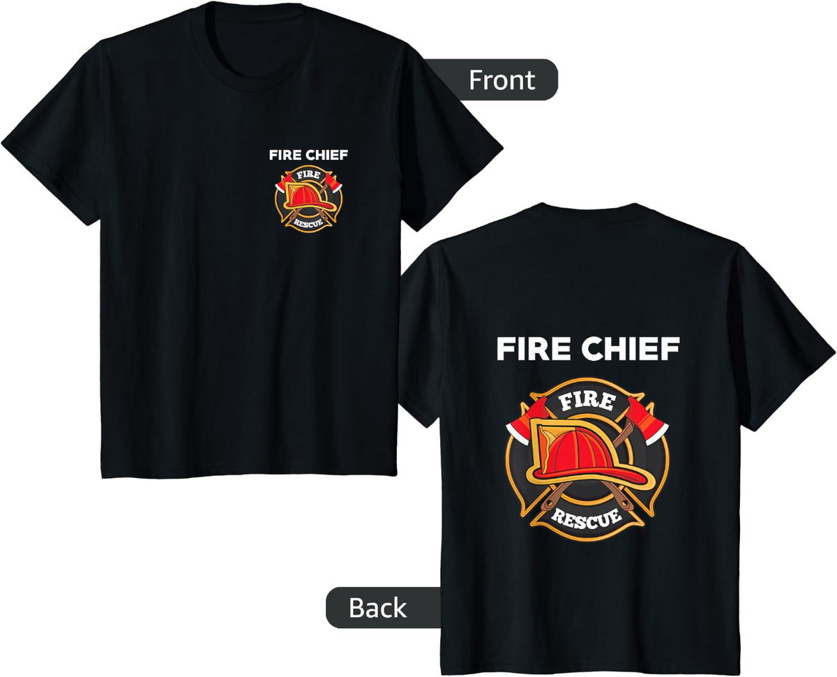 Fire Rescue Chief Department T-Shirt for Firemen EMT EMS T-Shirt - Black