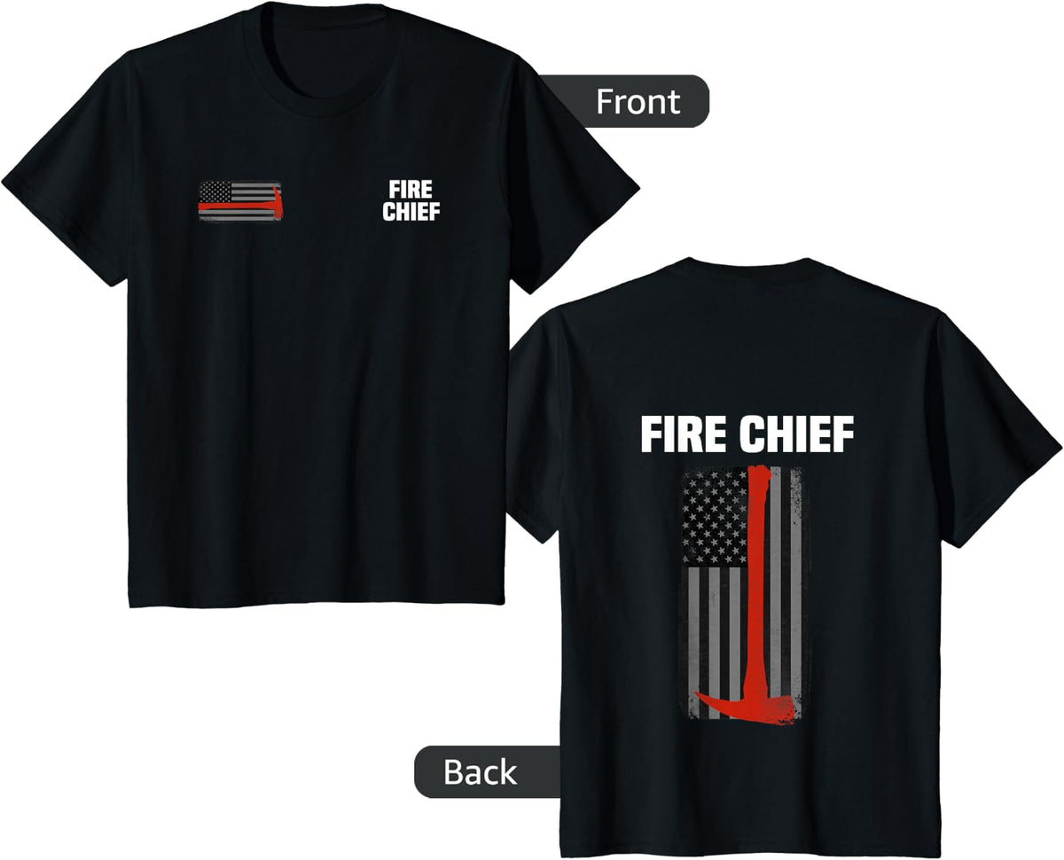 Fire Rescue Chief Department T-Shirt Firefighters Firemen - Black