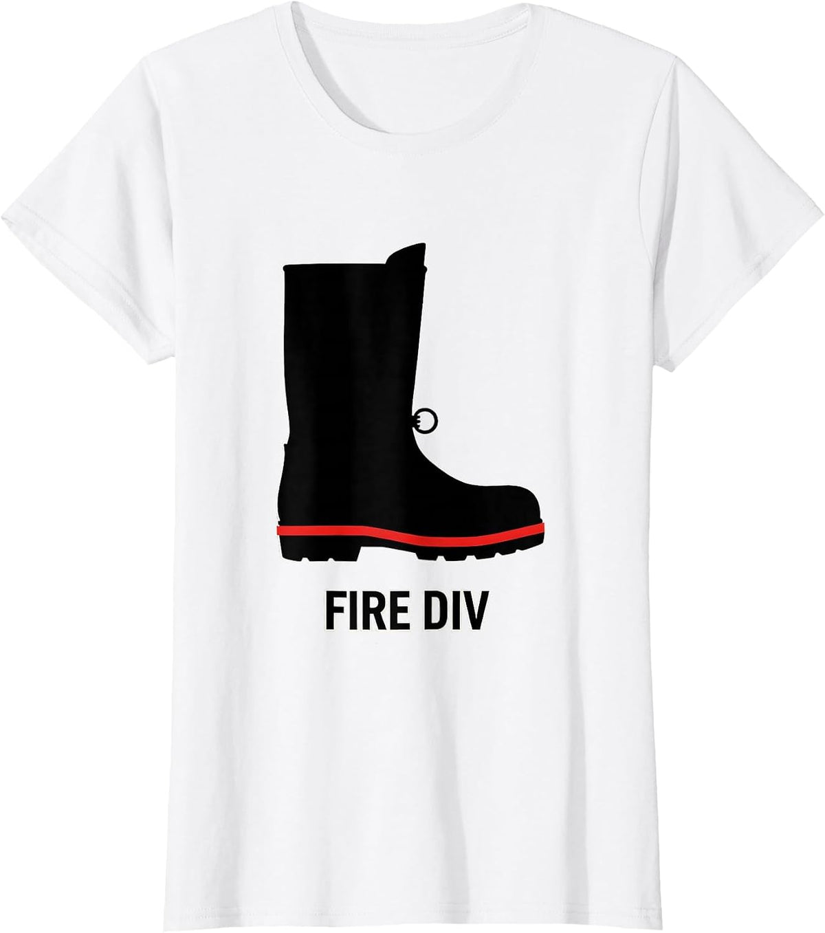 Women's FIRE DIV Minimalist Firefighter Boot Silhouette Fire T-Shirt - White