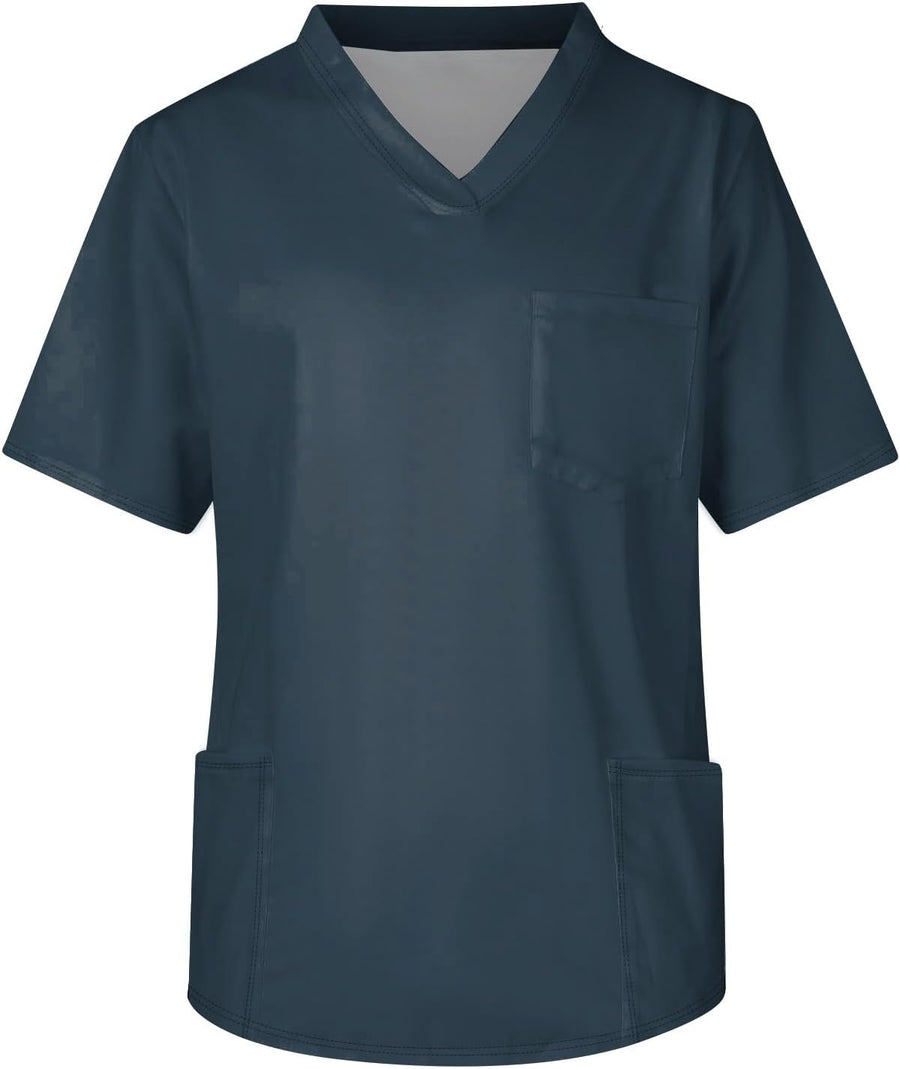 Scrub Tops Men V Neck Short Sleeve Printed Scrubs for Men - 24-navy