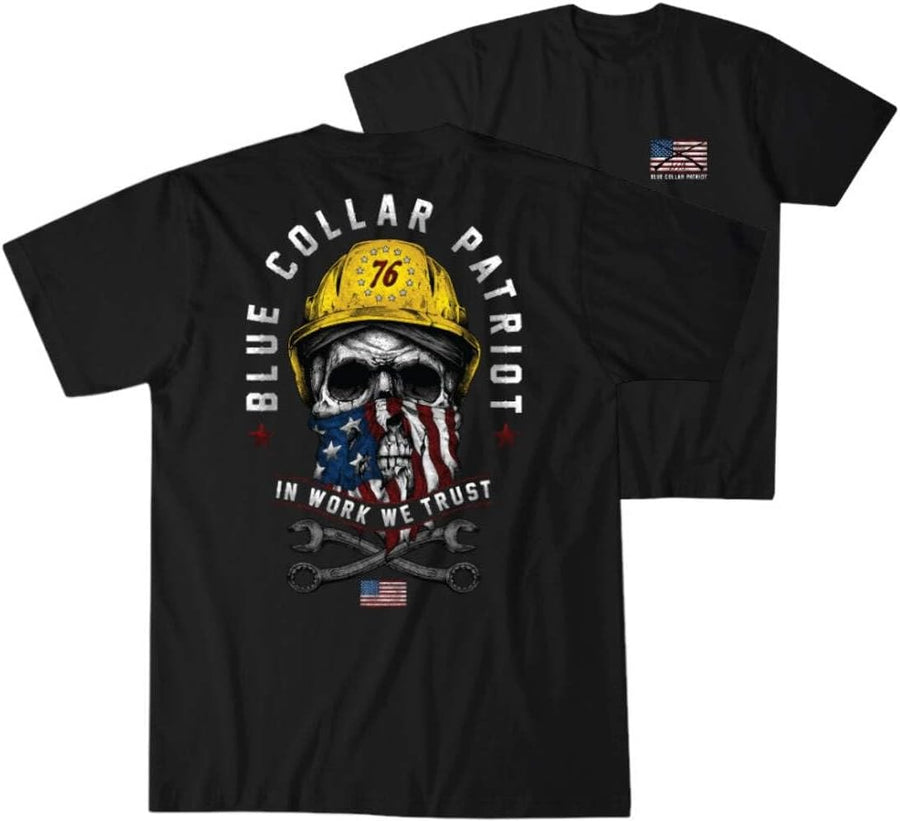 Howitzer Style Men's T-Shirt Blue Collar Trust Military Grunt MFG - Black