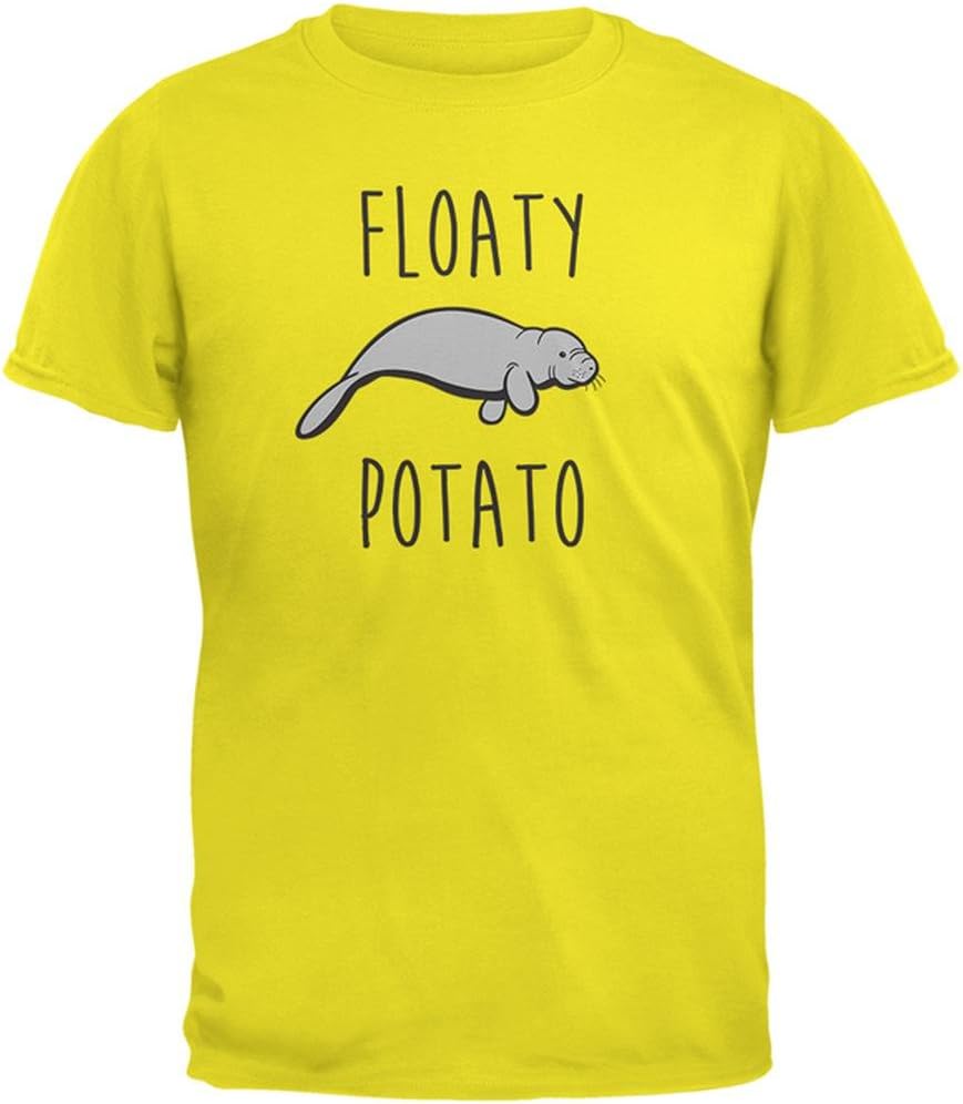 Old Glory Floaty Potato Manatee Mens T Shirt - Bright Yellow