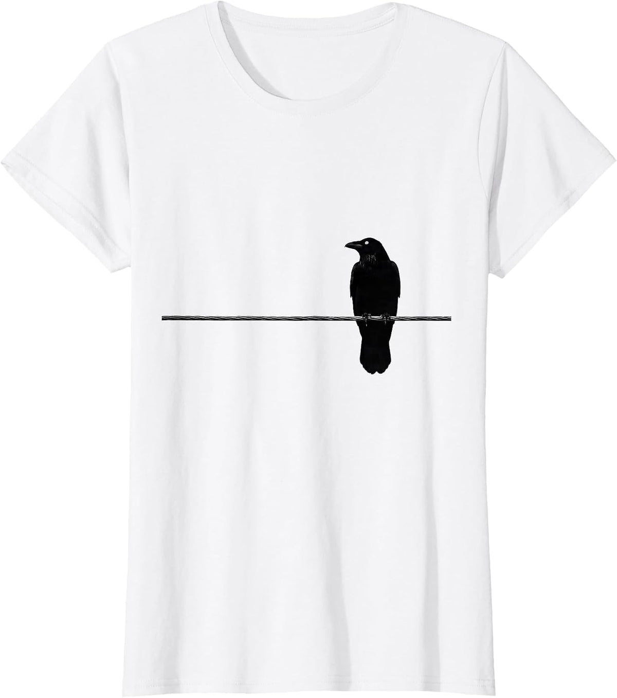 Minimalist Crow Gothic Humor Dark Novelty T-Shirt - White