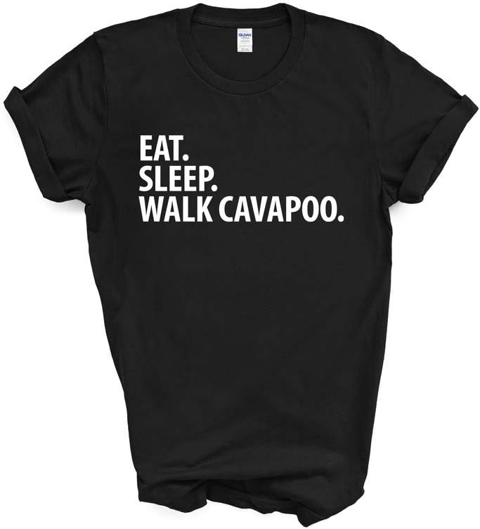 Fellow Friends - Cavapoo T-Shirt, Eat Sleep Walk Cavapoo Shirt Mens Womens Gifts - Black
