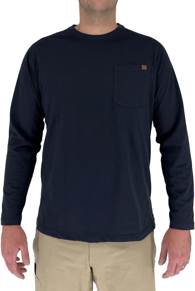 Iron & Haft Men’s Long Sleeve Pocket Work Tee - Navy