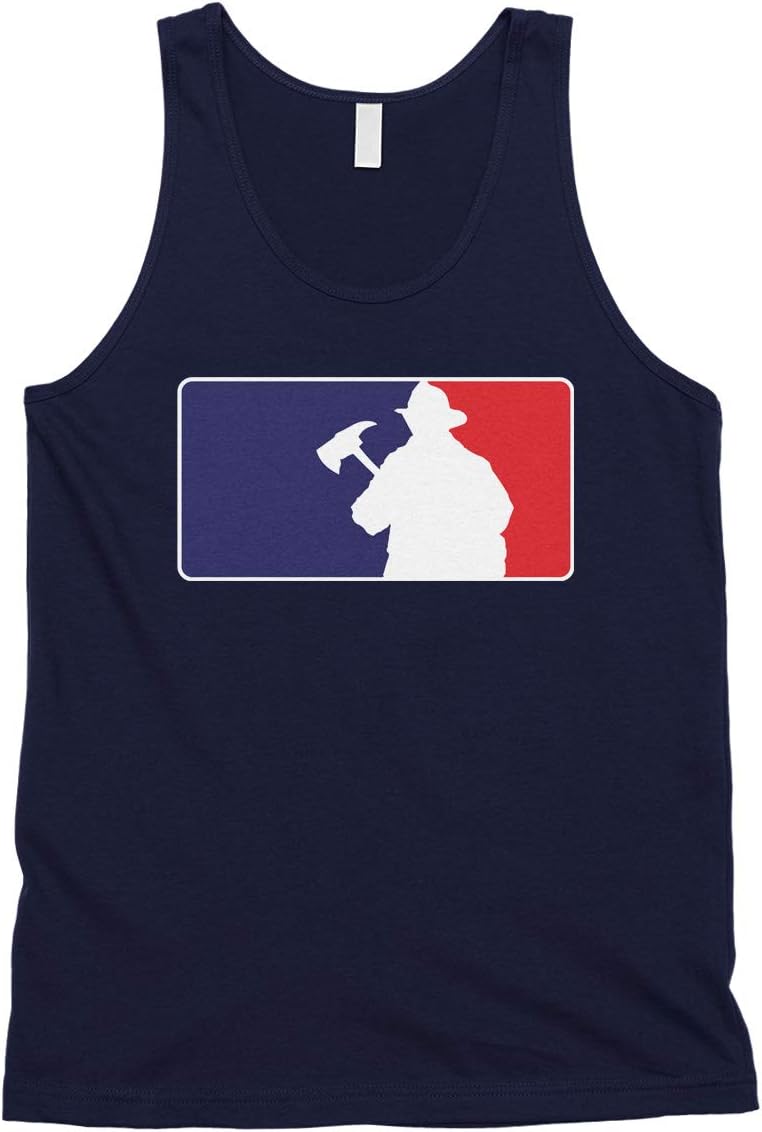 Cybertela Men's Firefighter Baseball Fire Fighter Emblem Flag Tank Top - Navy Blue