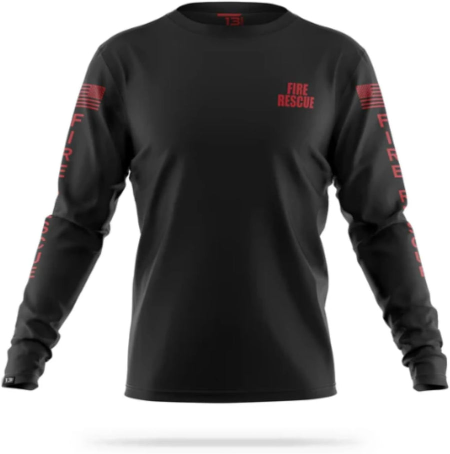 13Fifty Fire Rescue Training Performance Long Sleeve Shirt, Black/Red - Black\/Red