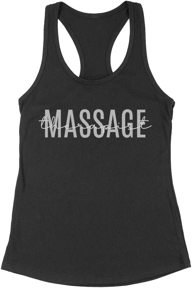 Massage Therapist Tank Top Fitted Racerback Women's - Black