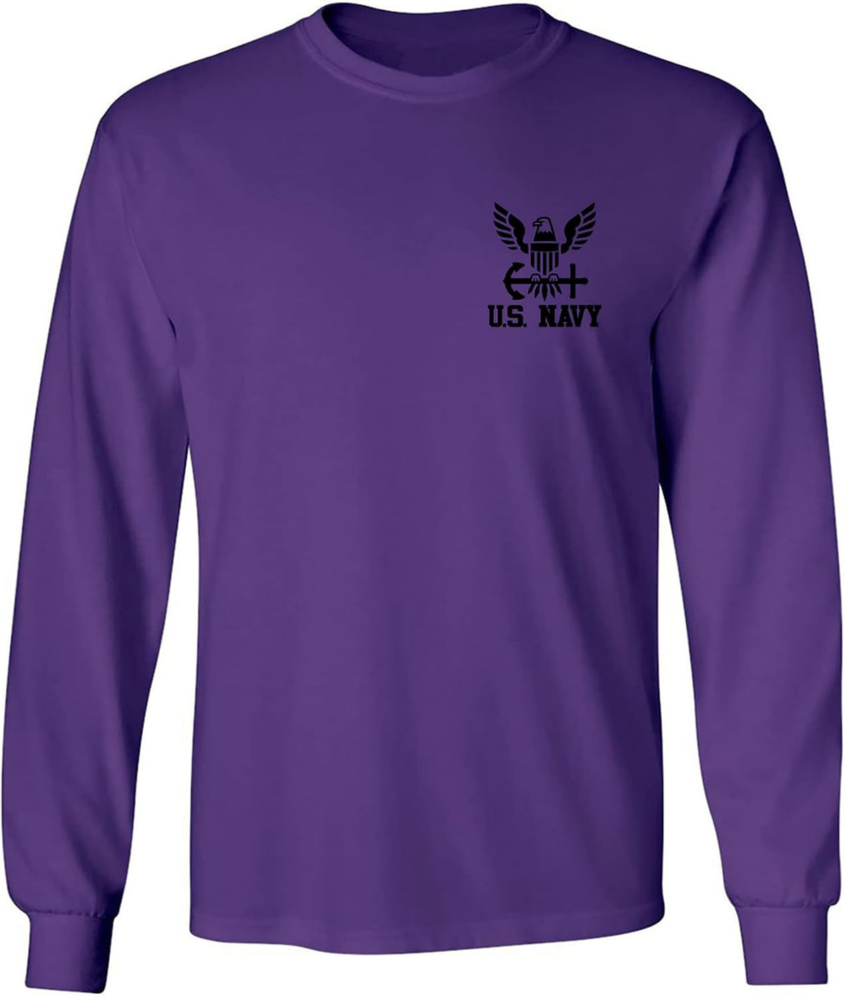 U.S. Navy Anchor Left Chest Adult Long Sleeve T-Shirt - Purple