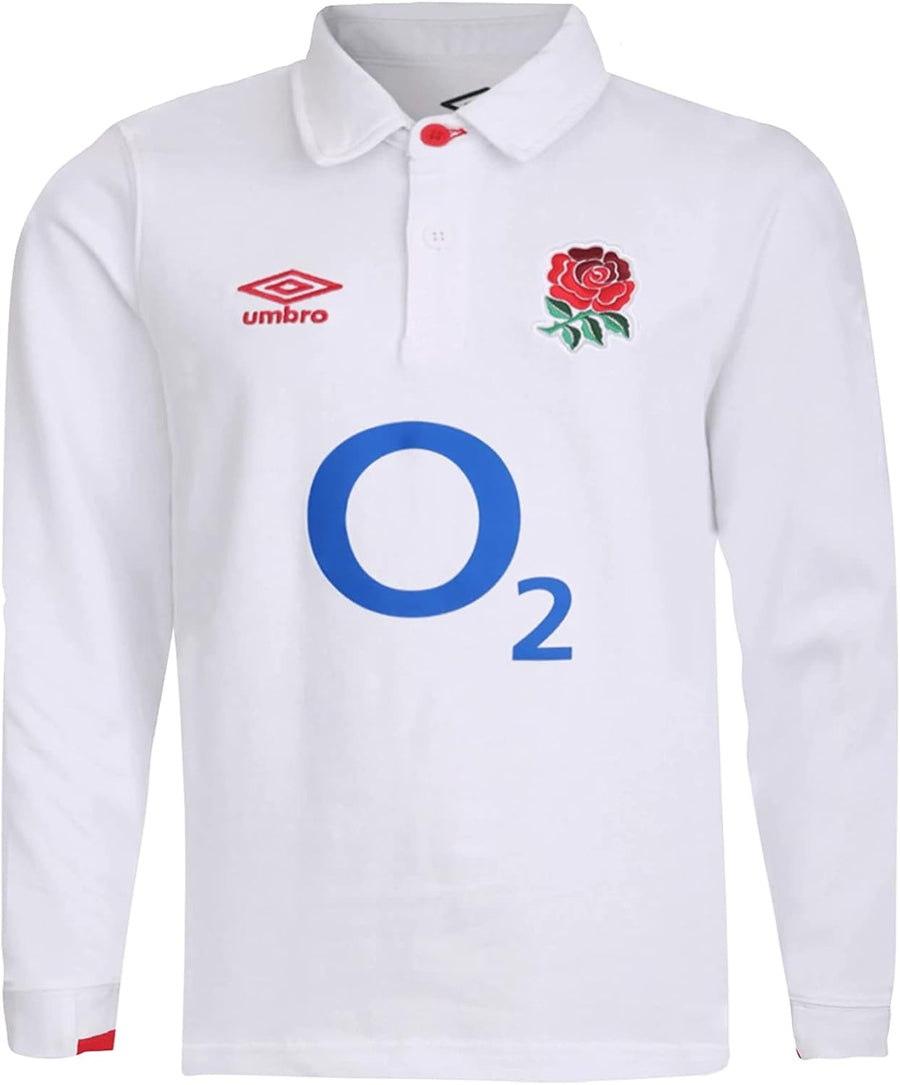 Umbro England RFU Men's Classic Long Sleeve Rugby Jersey, White - England Rfu