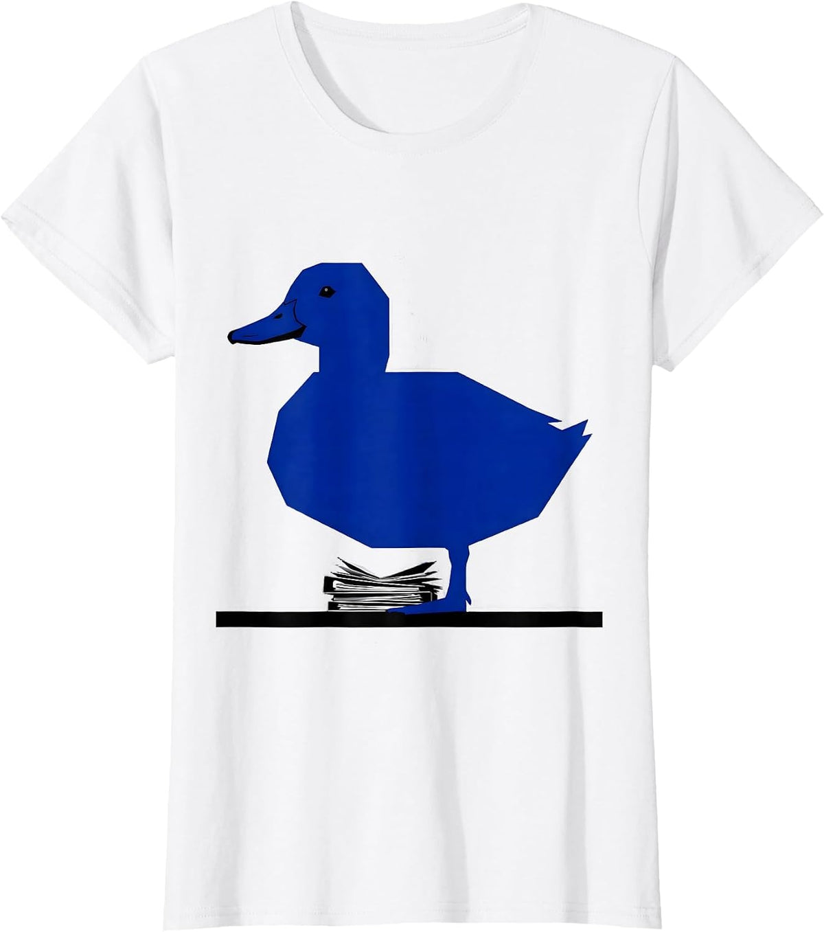 Women's Geometric Duck Silhouette Funny Duck Lover Novelty T-Shirt - White