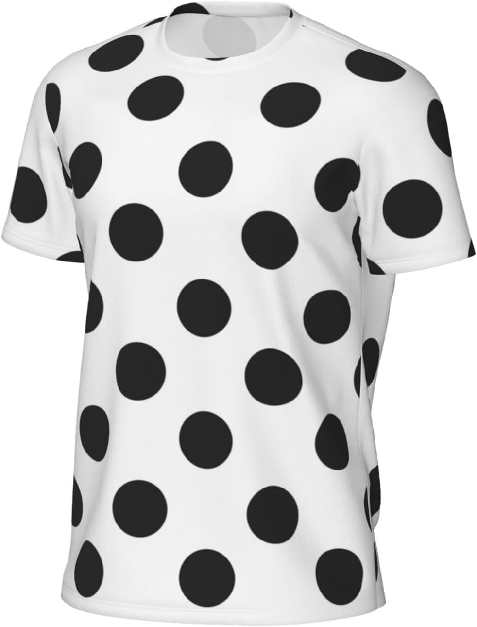 Blue Men's Short Sleeve Mesh Crew Neck T Shirt Athletic Running Gym Tee - Polka Dot Black White