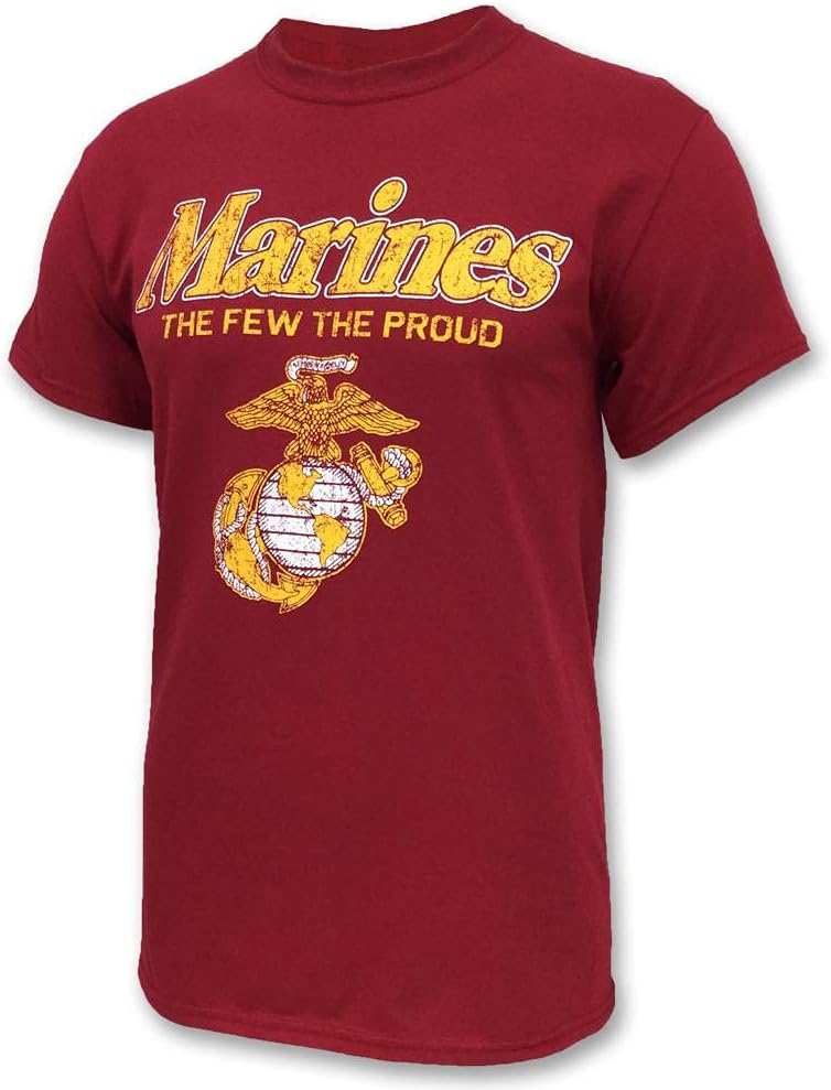 Armed Forces Gear Marines The Few The Proud Faded Short-Sleeve T-Shirt - Licensed United States Marine Shirts for Men - Red