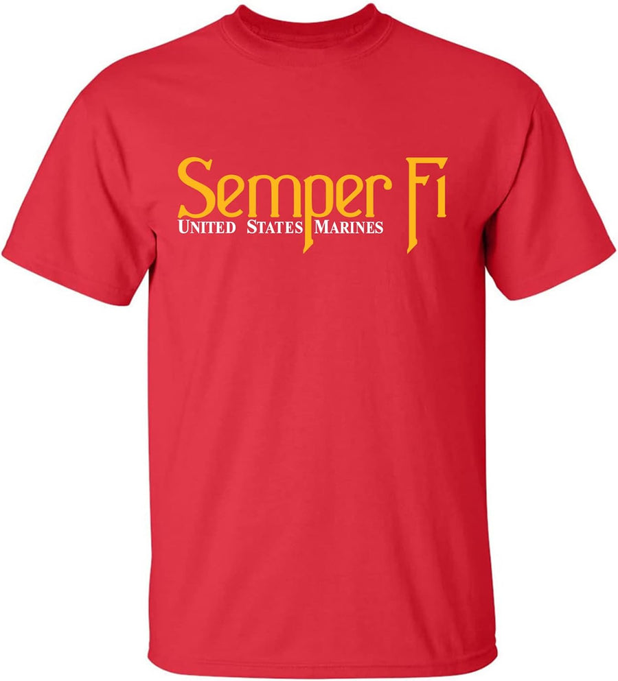 Semper Fi United States Marines Adult Short Sleeve T-Shirt - Red