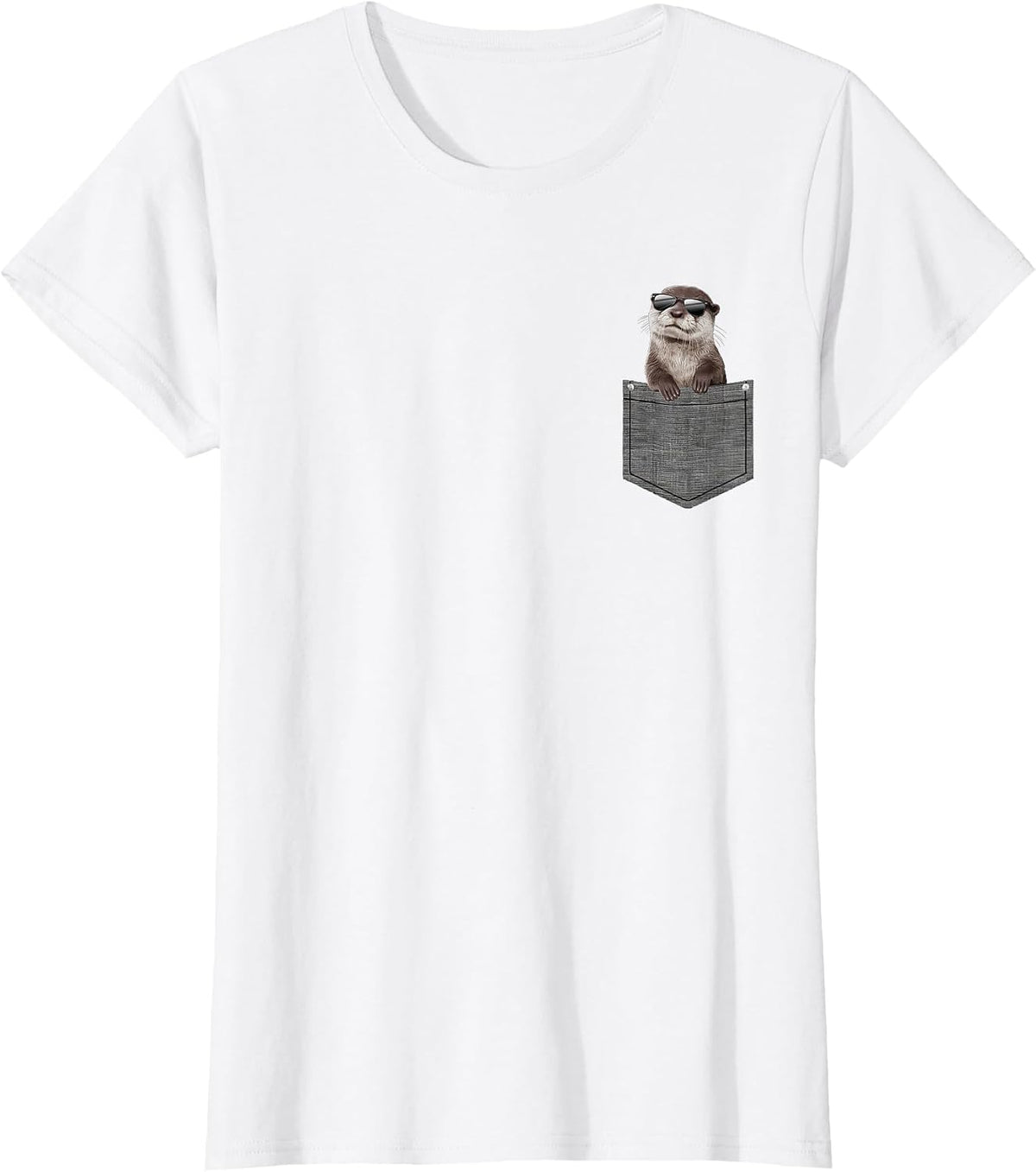 Otter in Pocket T-Shirt - White