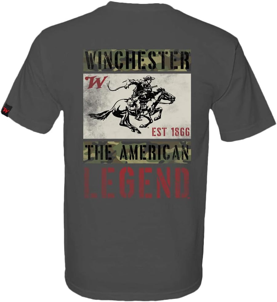 Winchester Official Camo American Rider Legend Graphic T-Shirts for Men - Charcoal