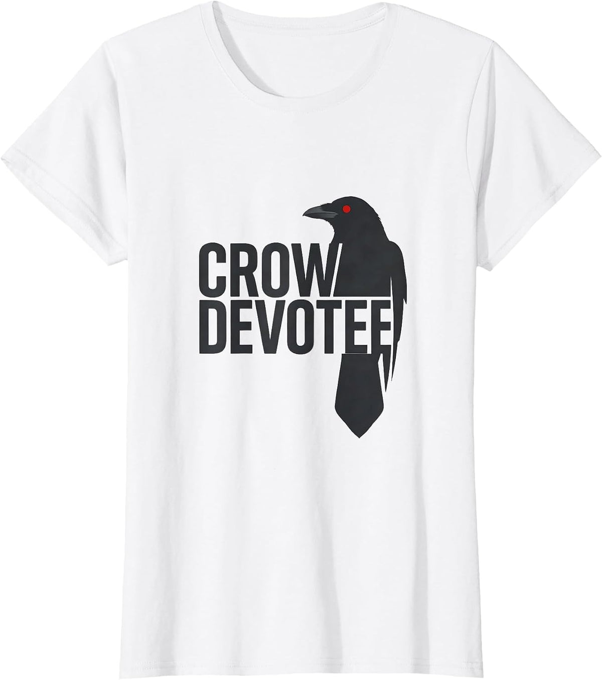 Women's Crow Devotee Minimalist Crow Bird Gothic Nature Art T-Shirt - White