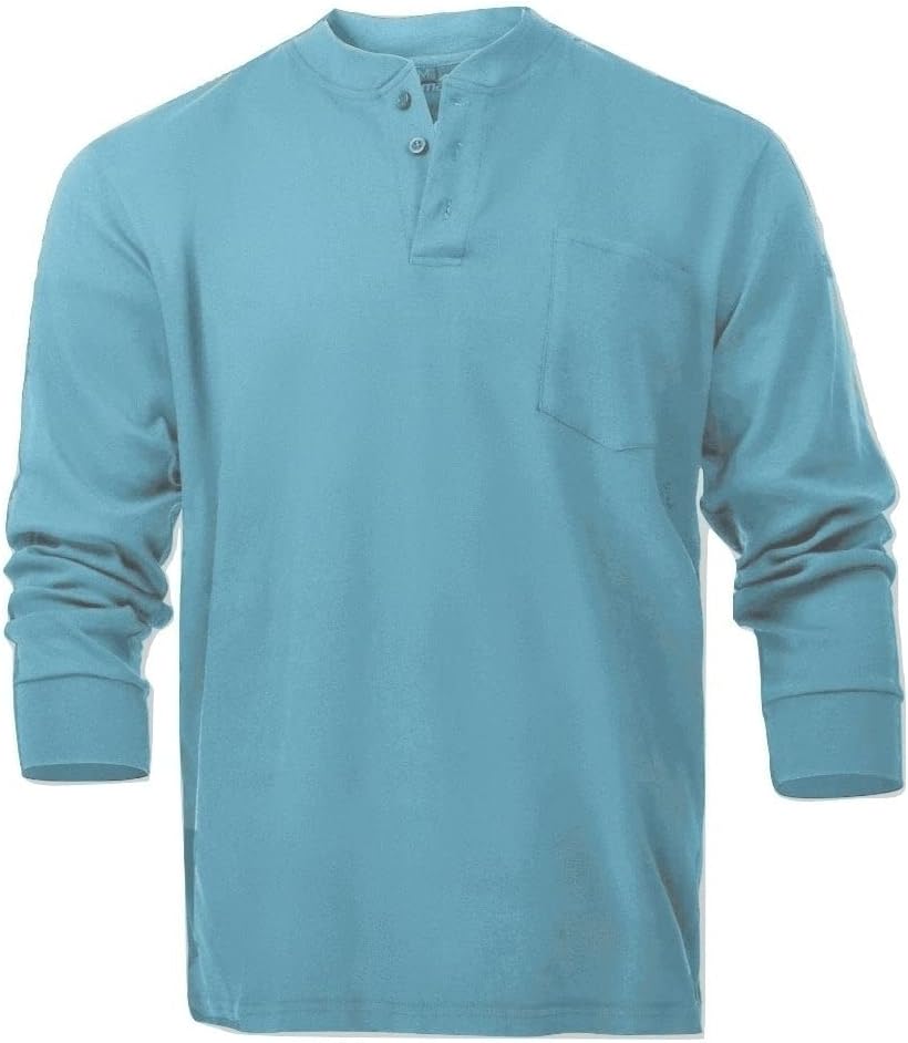 Flame Resistant FR Henley Style T-Shirts - Light Blue