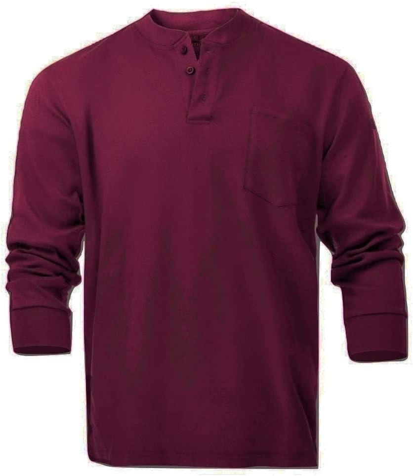 Flame Resistant FR Henley Style T-Shirts - Maroon