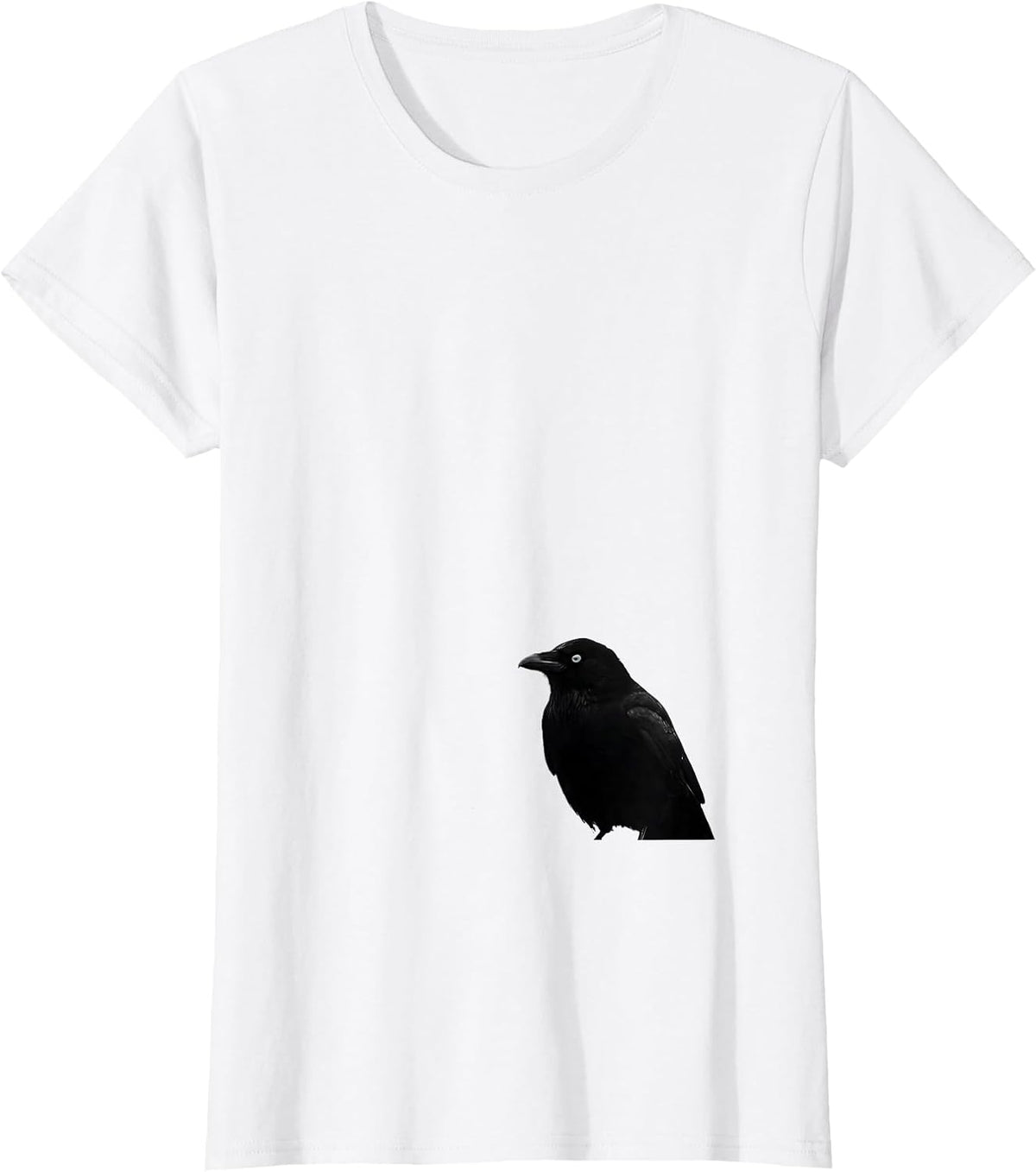 Black Crow Silhouette Gothic Humor Dark Bird Novelty T-Shirt - White