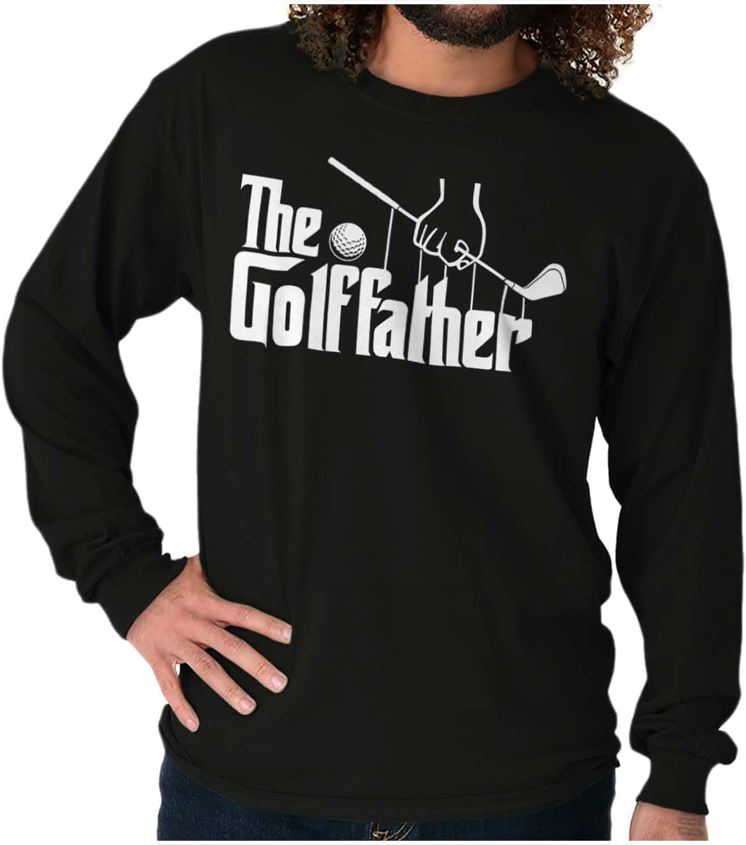 Funny Father's Italian Mafia Puppet Movie Logo Men's Long Sleeve Graphic Tshirt - The Golf Father Black