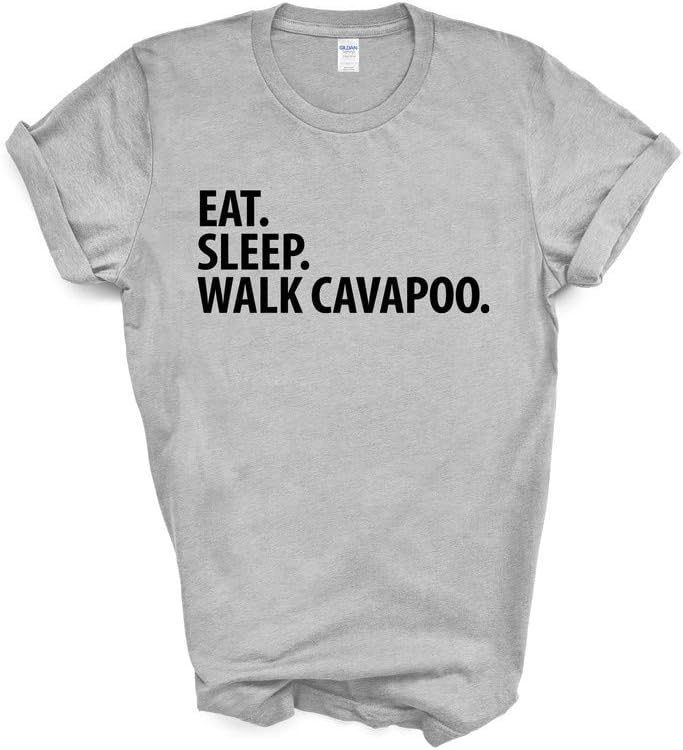 Fellow Friends - Cavapoo T-Shirt, Eat Sleep Walk Cavapoo Shirt Mens Womens Gifts - Grey
