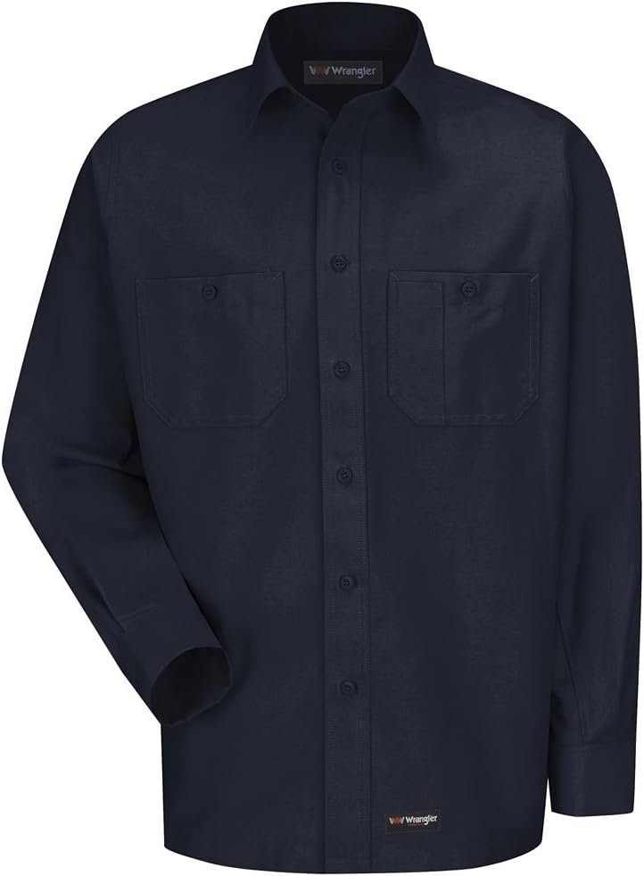Wrangler Workwear mens Long Sleeve Work Shirt - Navy