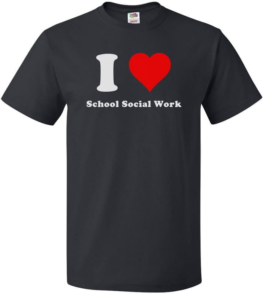ShirtScope I Love School Social Work T Shirt I Heart School Social Work Tee - Black