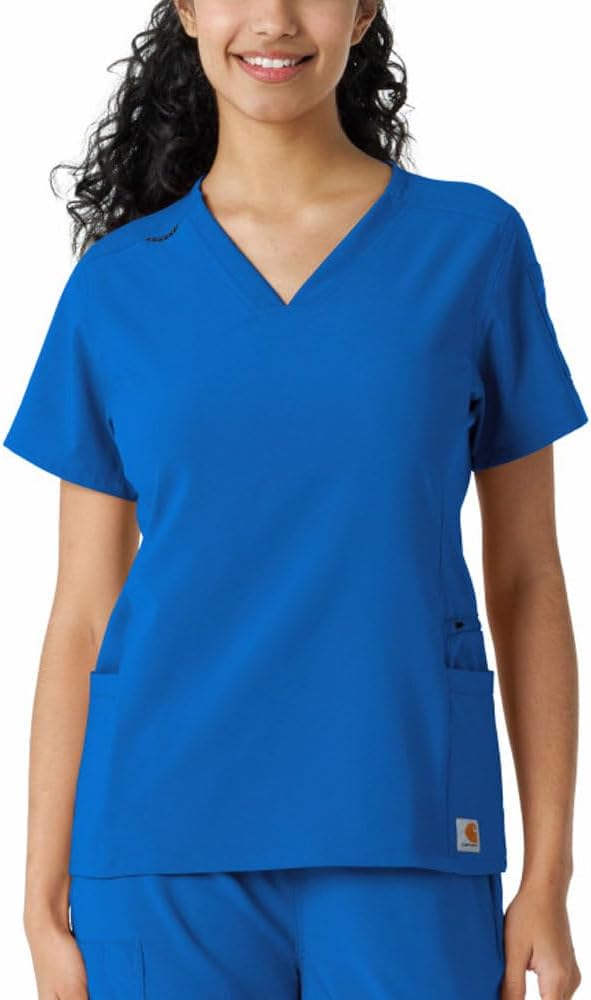 Carhartt Scrubs C13310 Women's Cross-Flex Modern Fit Oversized V-Neck Top - Royal