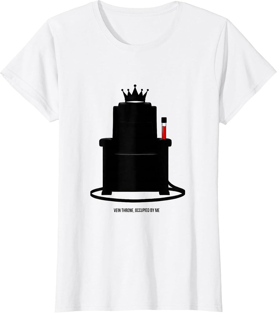 Women's Vein Throne Occupied By Me Funny Phlebotomist Christmas T-Shirt - White