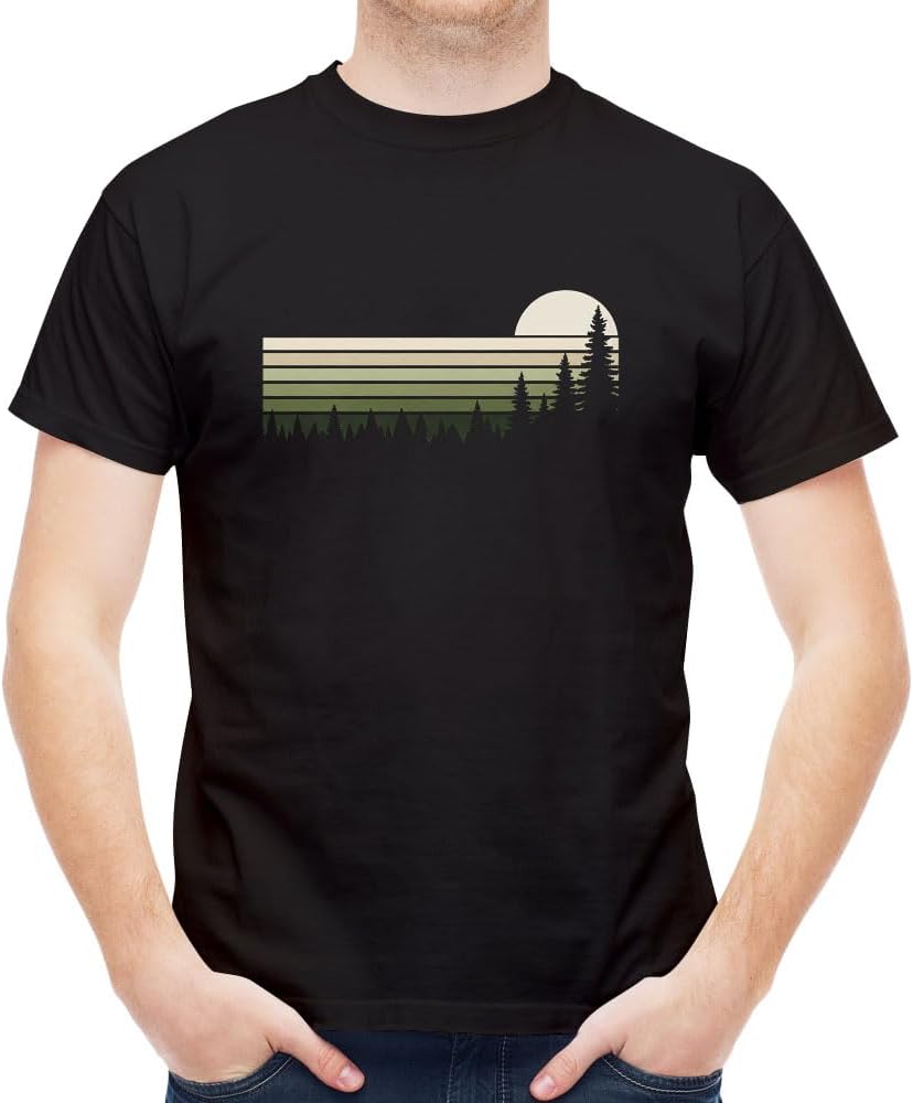 Trendy Pattern Men's Short Sleeve Unique Crew Neck T-Shirt - Vintage Forest