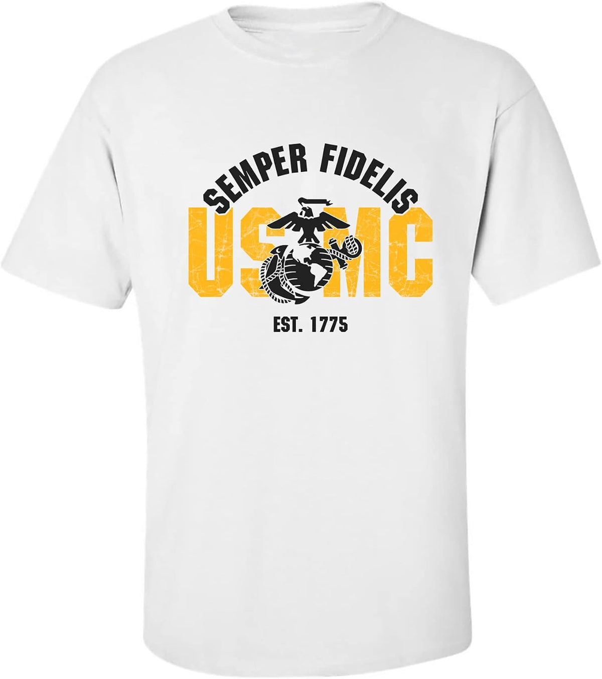 zerogravitee USMC Semper Fidelis Est. 1775" Adult Short Sleeve T-Shirt - White