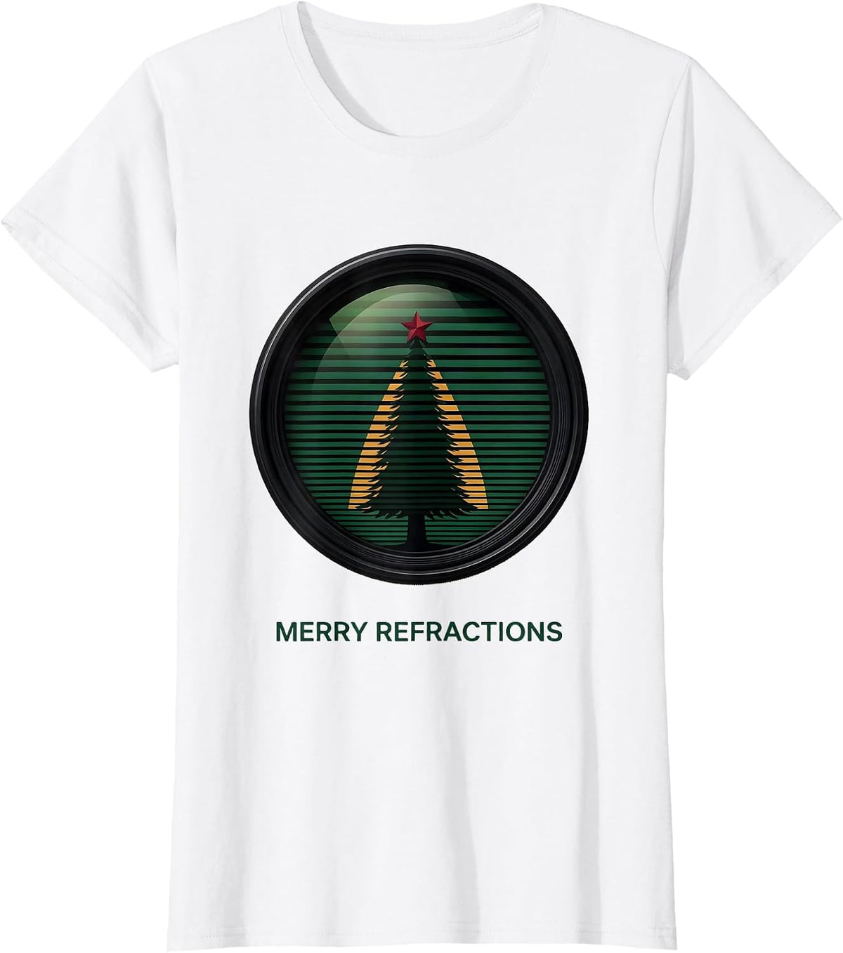 Merry Refractions Editorial Conceptual Optometrist Christmas T-Shirt - White