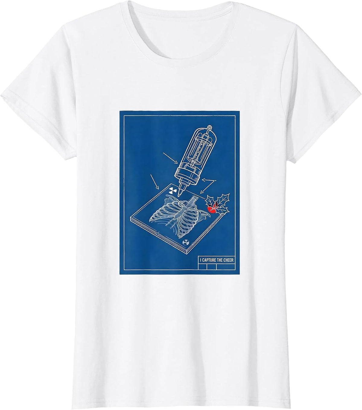 I Capture The Cheer Technical Blueprint Radiology Tech Humor T-Shirt - White