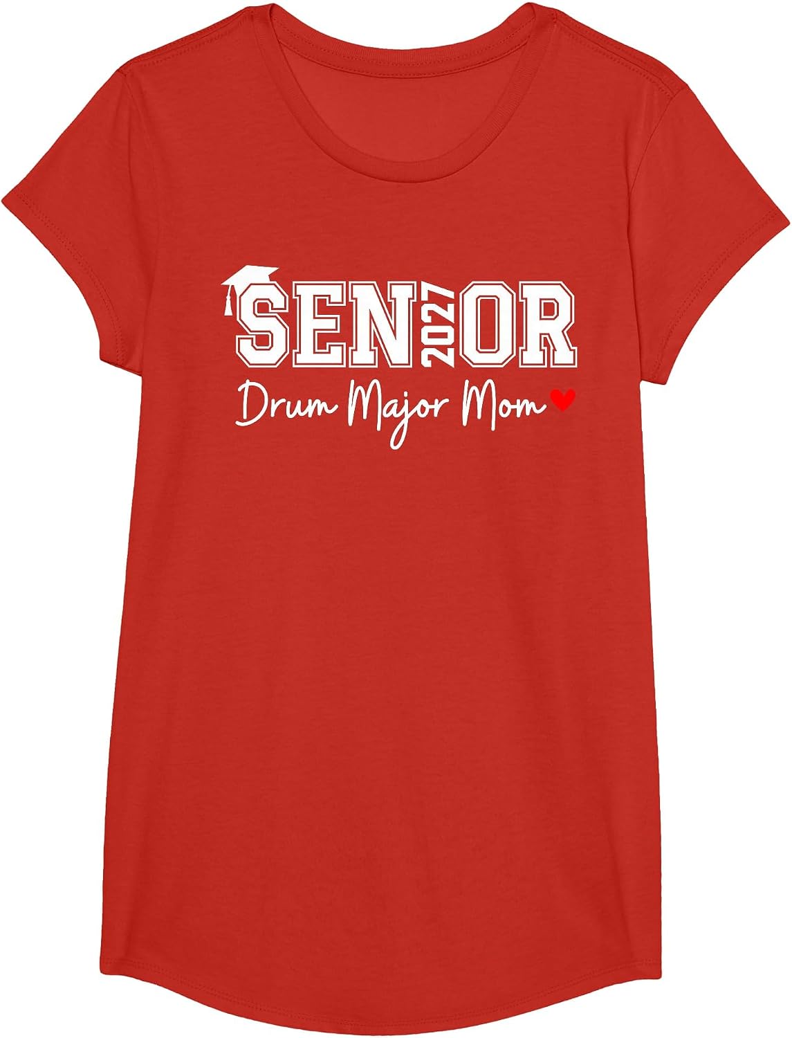 Senior 2027 Drum Major Mom 2027 Marching Band Graduation T-Shirt - Girls Red