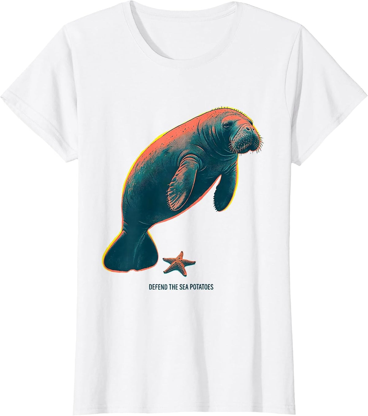 Defend The Sea Potatoes Funny Manatee Lover Ocean Animal T-Shirt - White