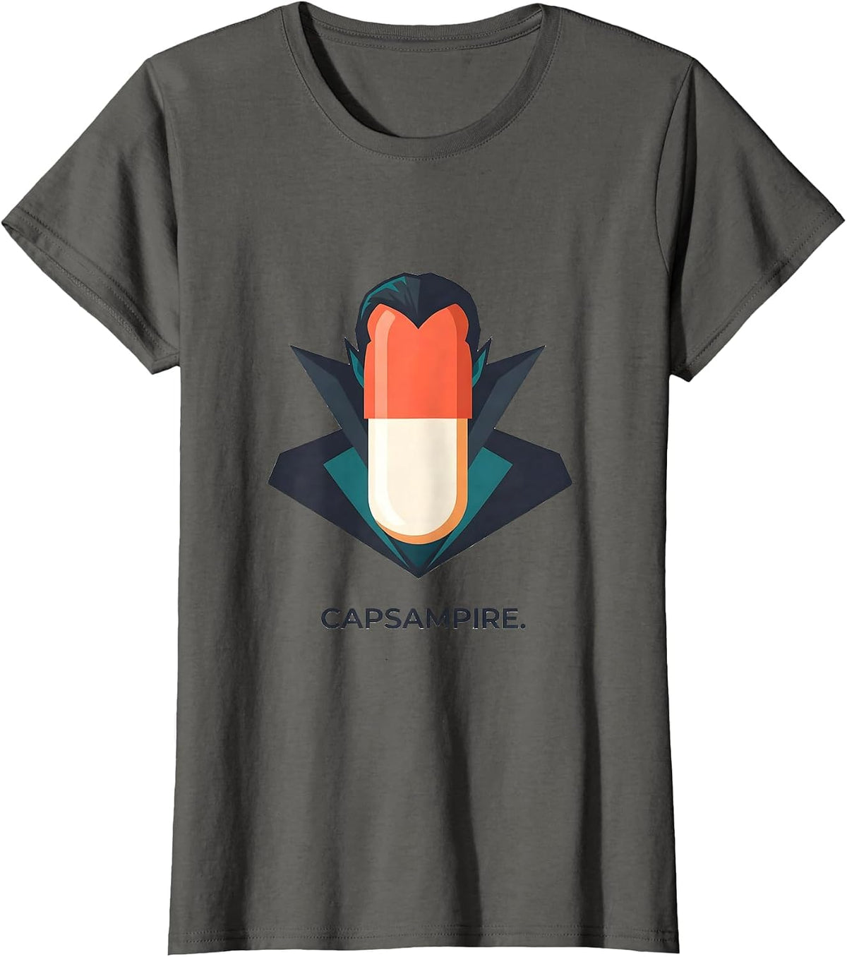 Women's Capsampire Funny Pharmacy Halloween Pharmacist Tech Crew T-Shirt - Asphalt Grey